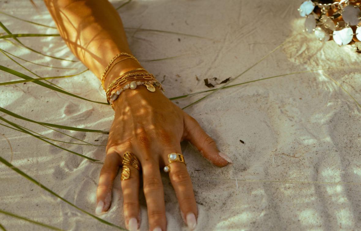 14k gold plated waterproof minimalist beach jewelry