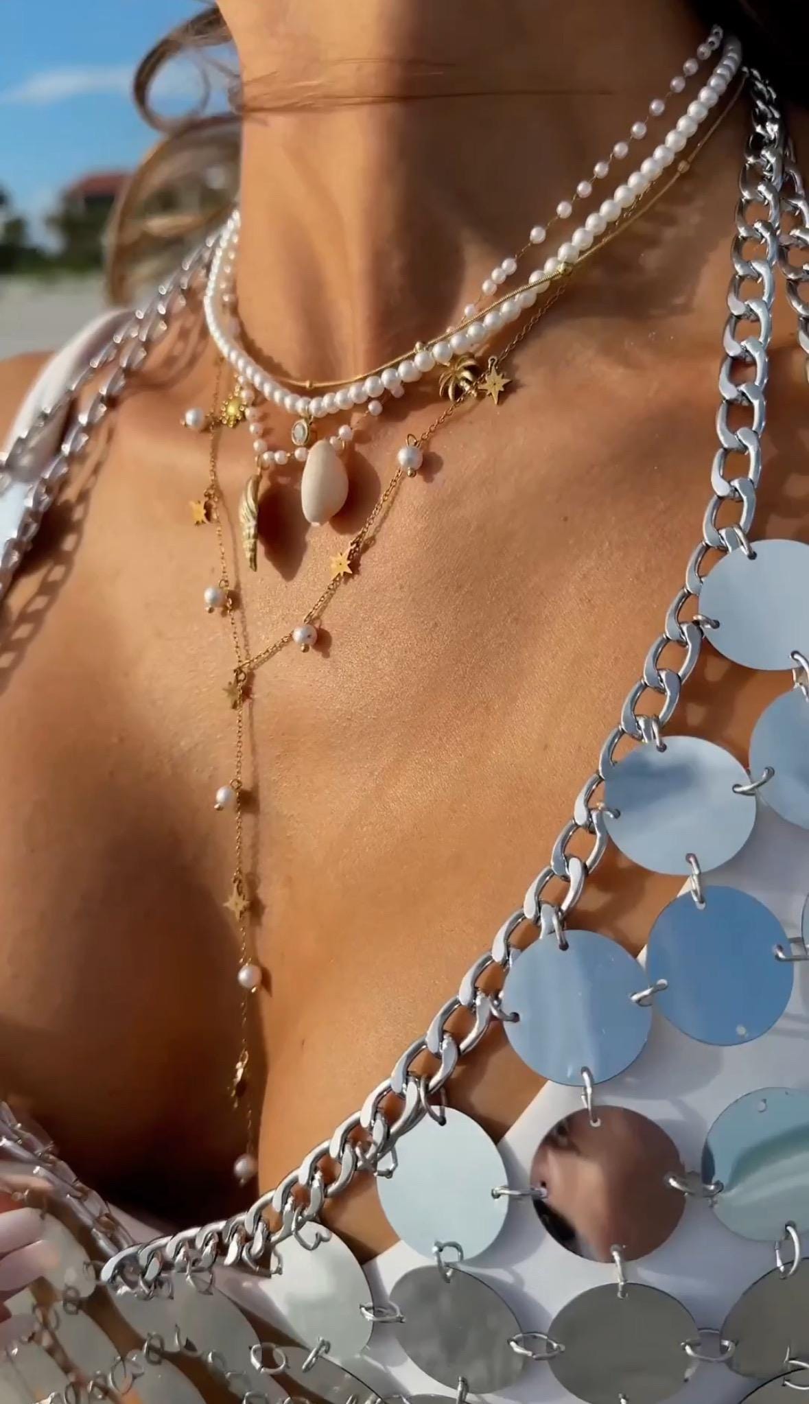 Gold Plated Waterproof Necklace Star & Pearl Y-Necklace – Celestial Minimalist Lariat, Non-Oxidizing