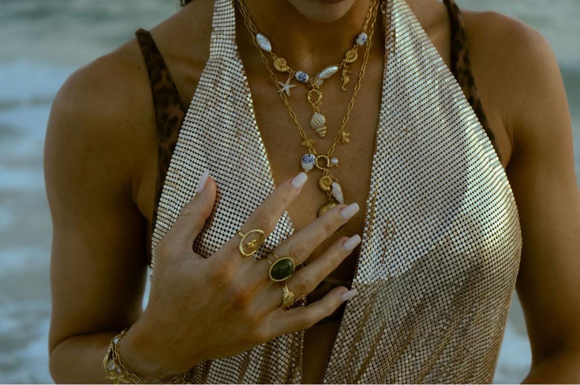 14k gold plated waterproof minimalist beach jewelry