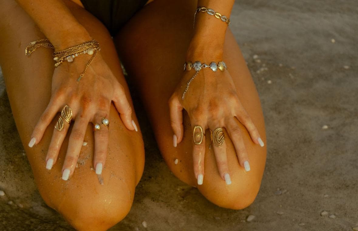 14k gold plated waterproof minimalist beach jewelry