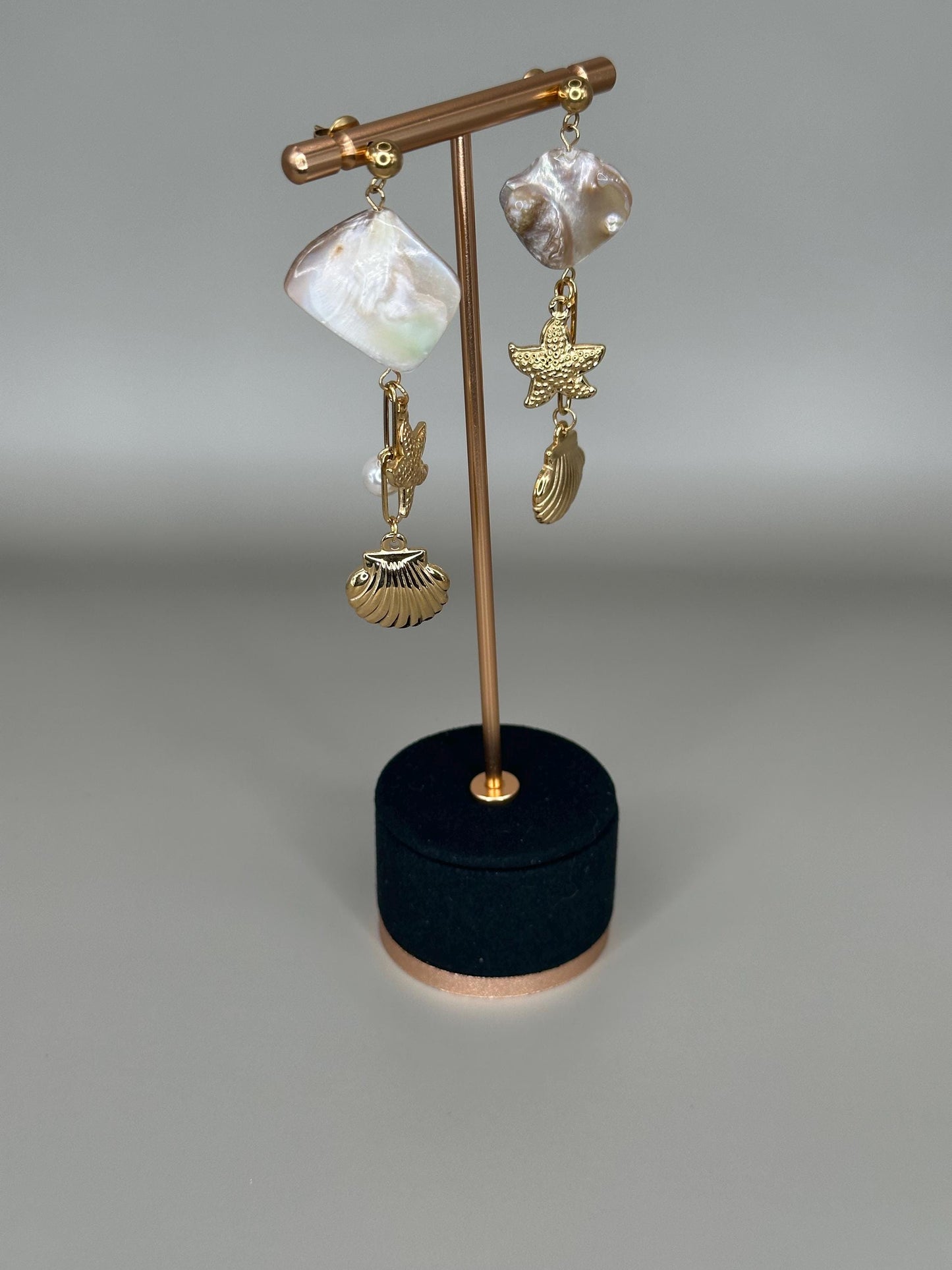 Gold Plated Waterproof Starfish & Shell Earrings – Hypoallergenic Minimalist Jewelry