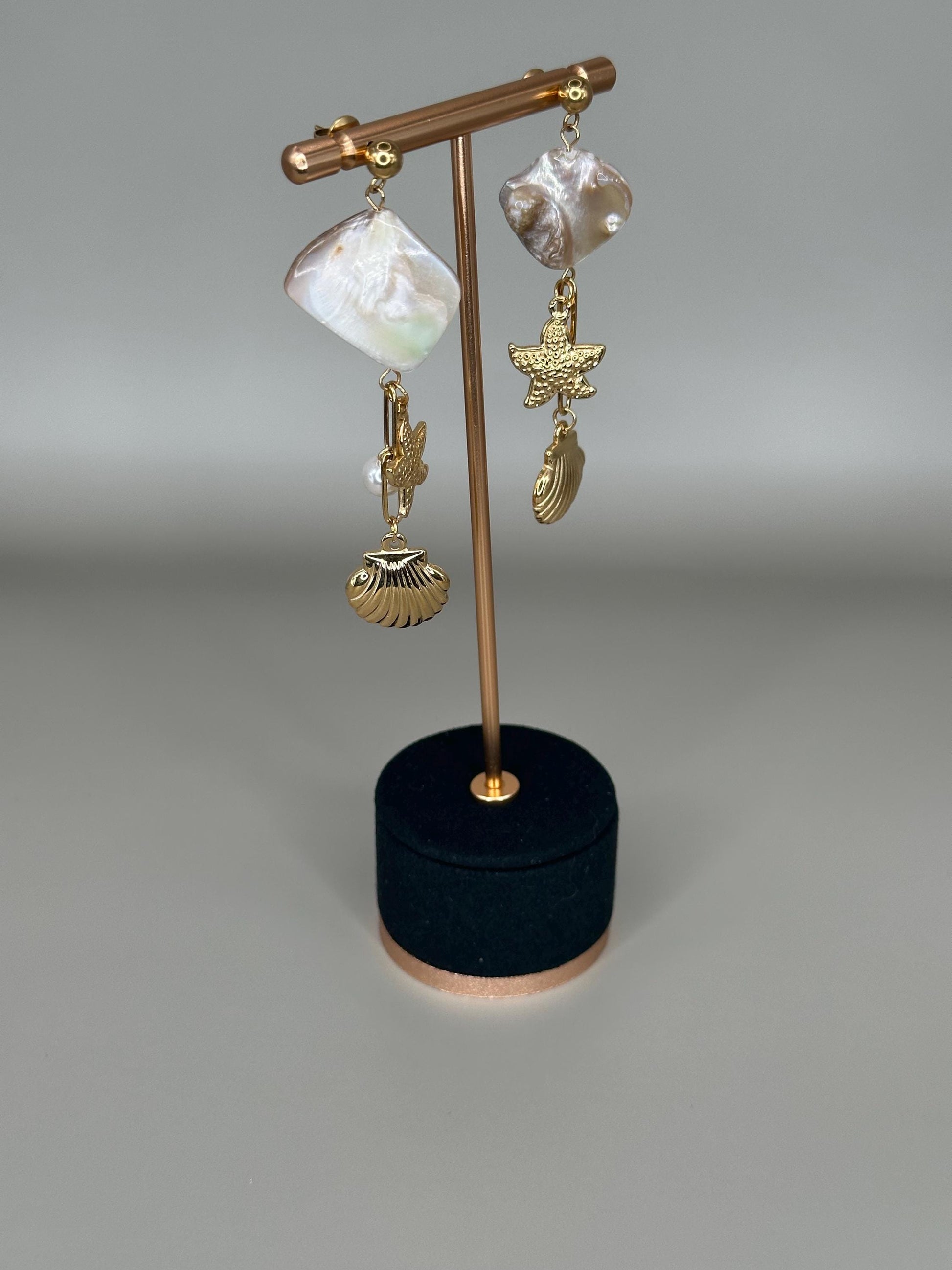 Gold Plated Waterproof Starfish & Shell Earrings – Hypoallergenic Minimalist Jewelry