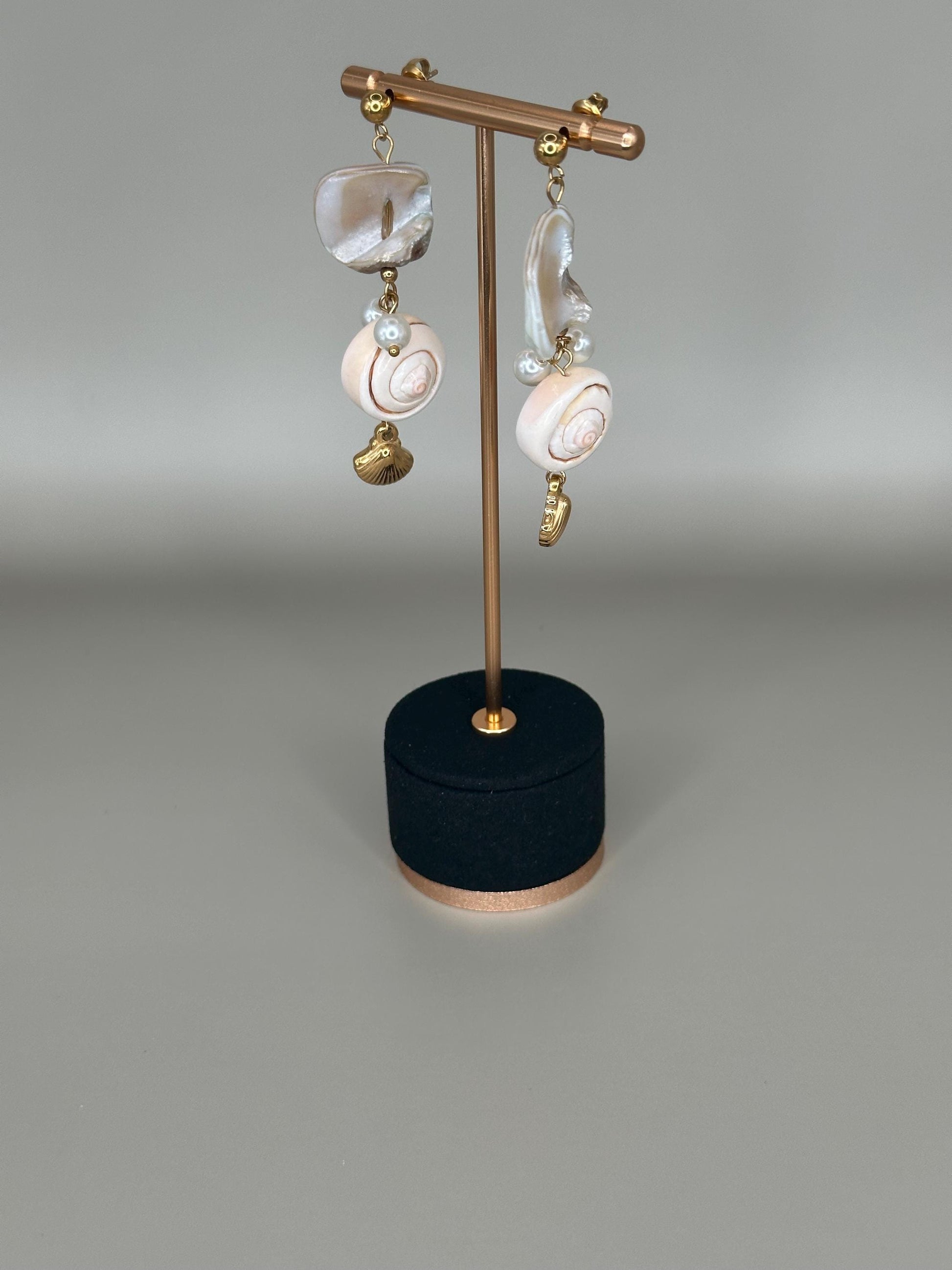 Gold Plated Waterproof Seashell Porcelain Earrings – Hypoallergenic Minimalist Jewelry