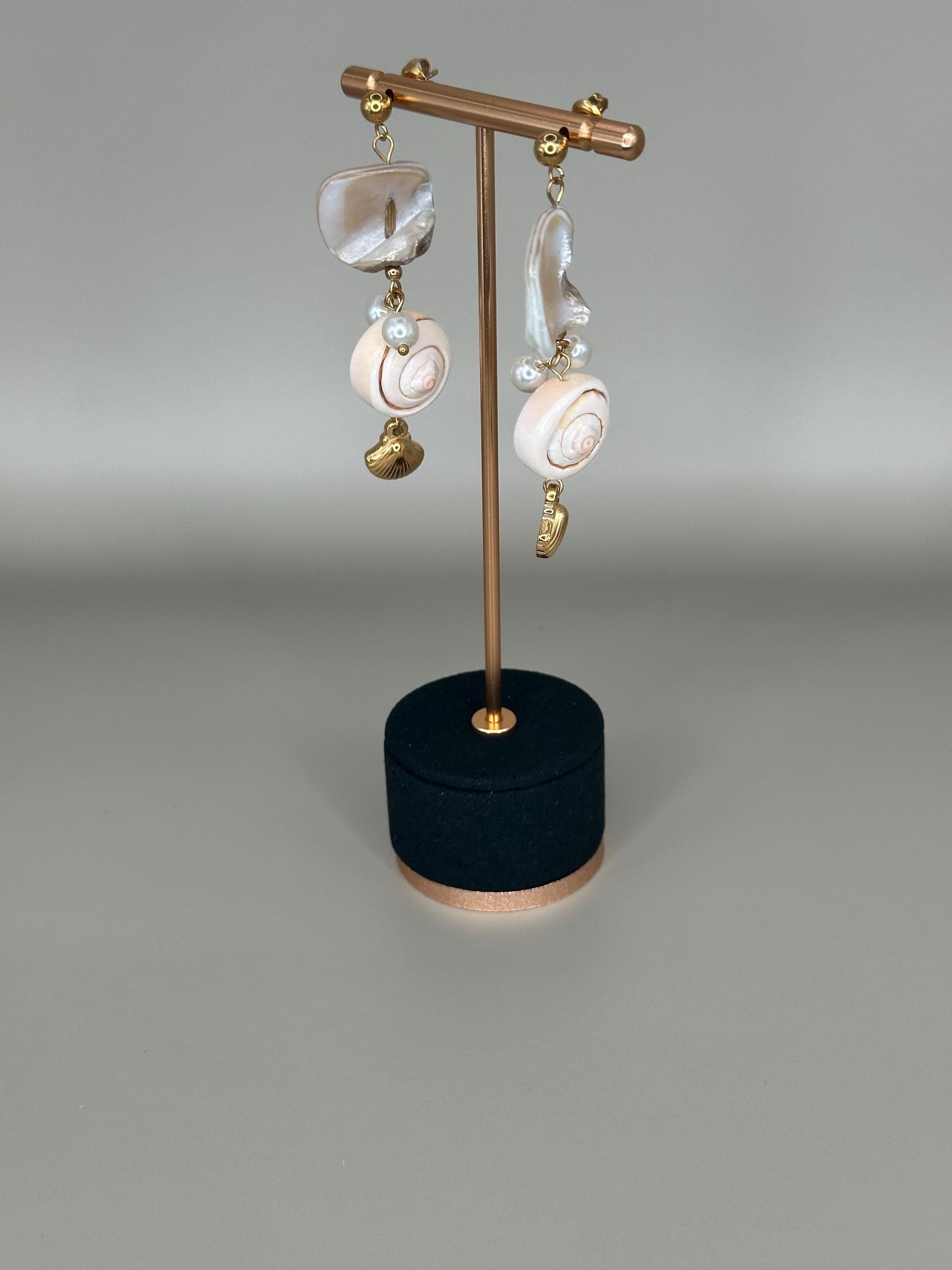 Gold Plated Waterproof Seashell Porcelain Earrings – Hypoallergenic Minimalist Jewelry