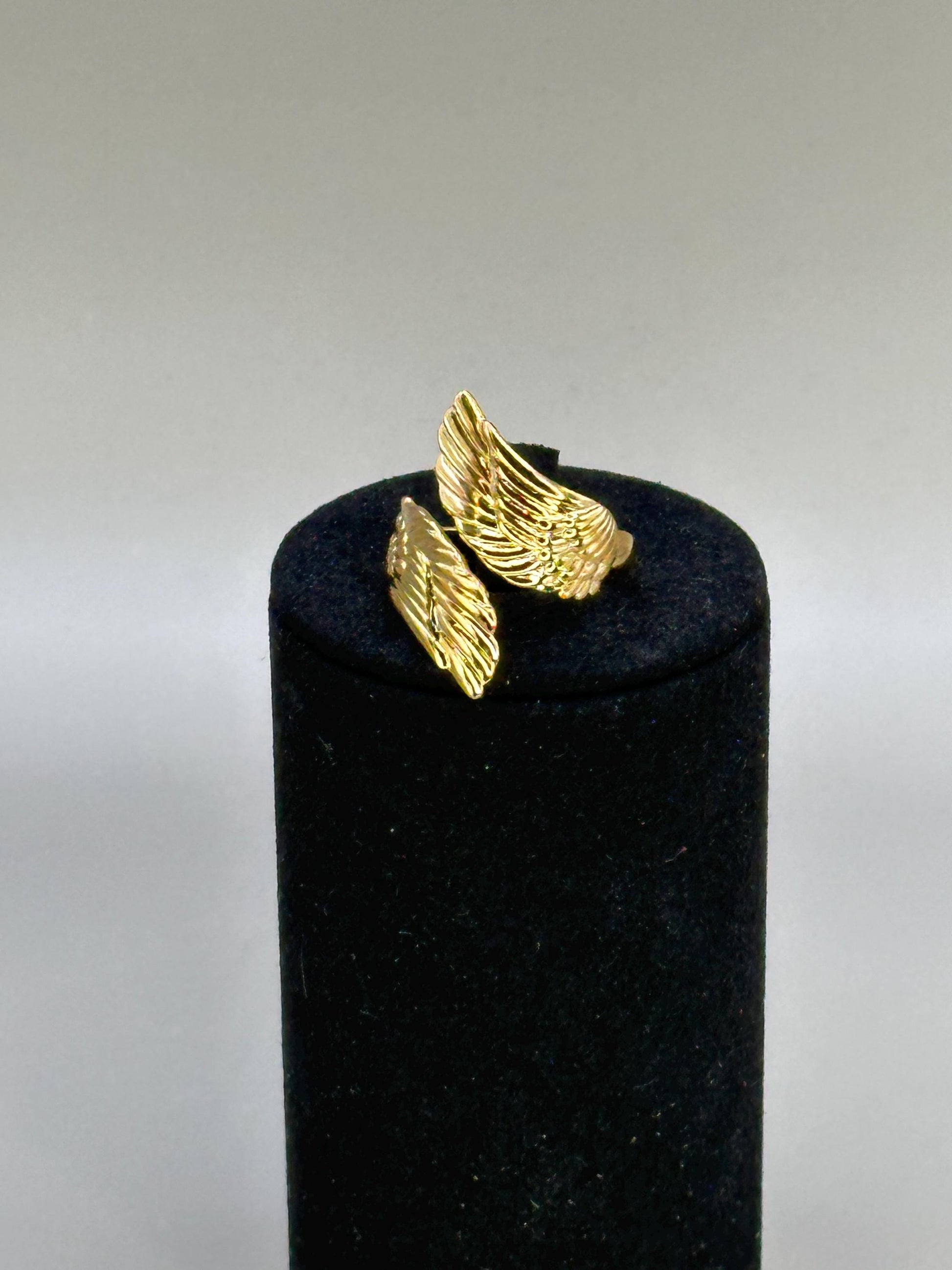 Gold Plated waterproof Ring Angel Wings – Minimalist Adjustable Wrap Ring |