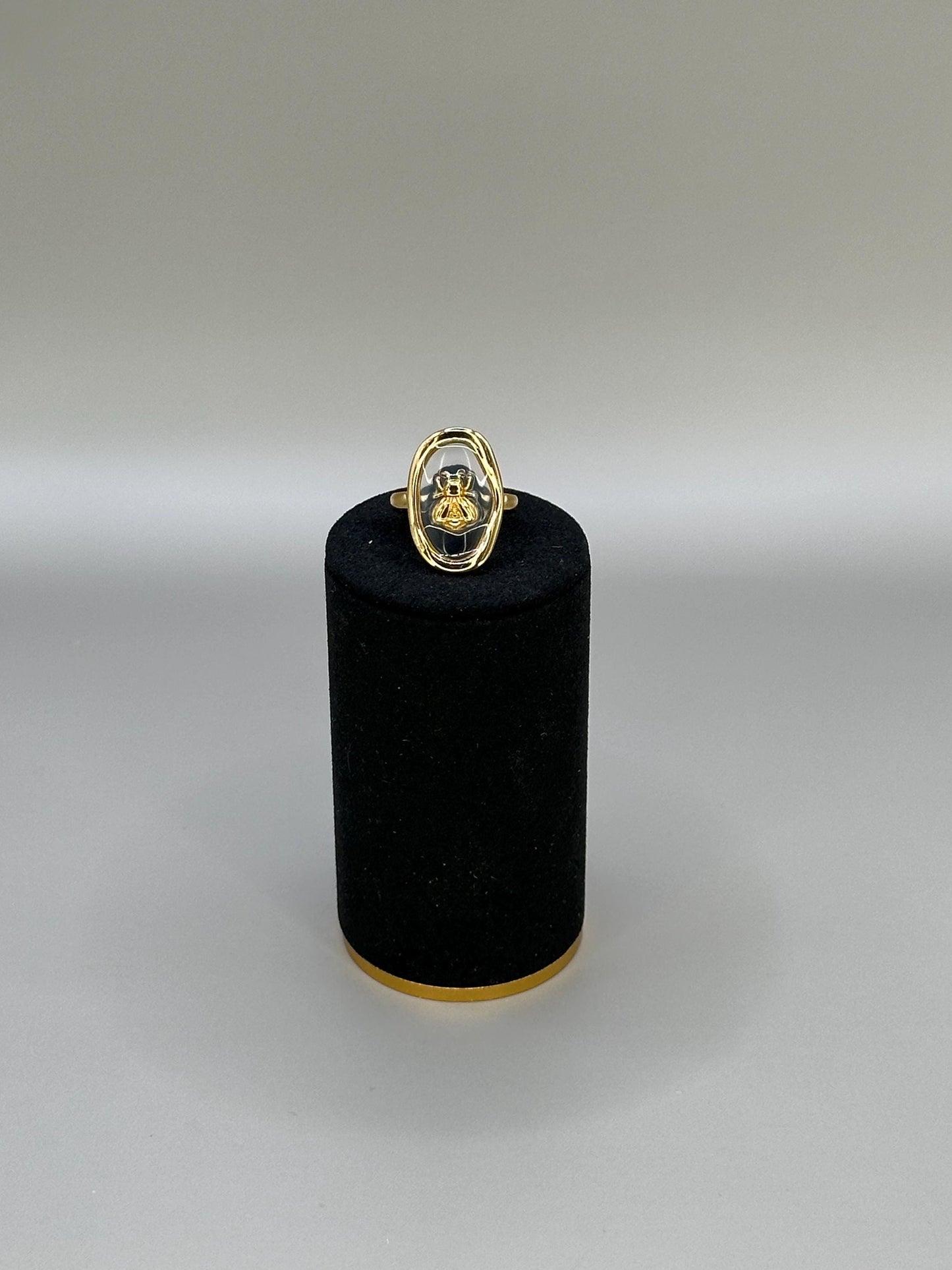 Gold Plated Waterproof Oval Ladybug Ring Hypoallergenic – Minimalist Jewelry