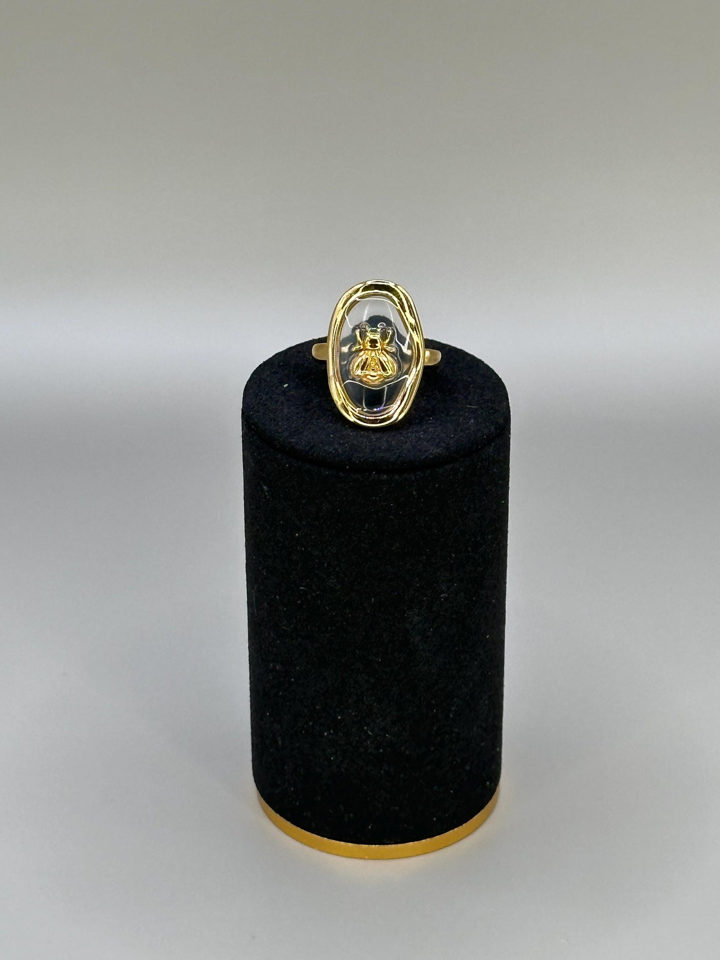 Gold Plated Waterproof Oval Ladybug Ring Hypoallergenic – Minimalist Jewelry