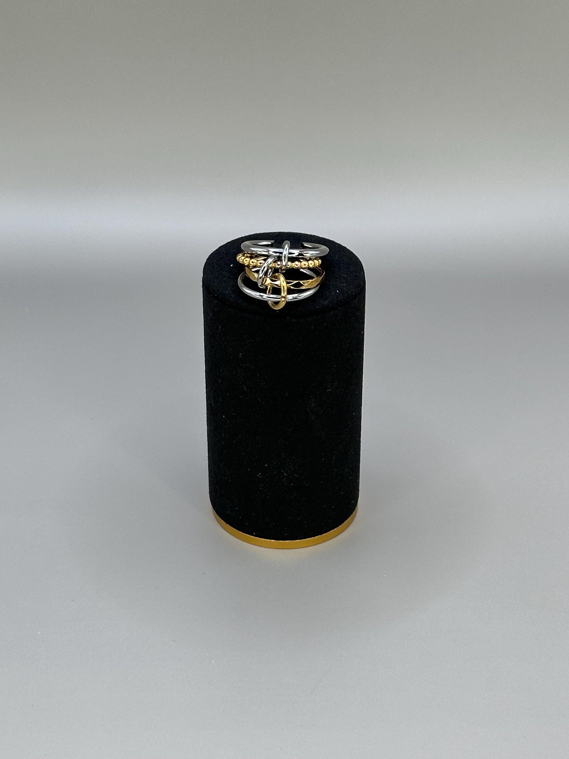 Gold & Silver Plated Waterproof Stackable Rings Set – Hypoallergenic Mixed Metal Minimalist Jewelry