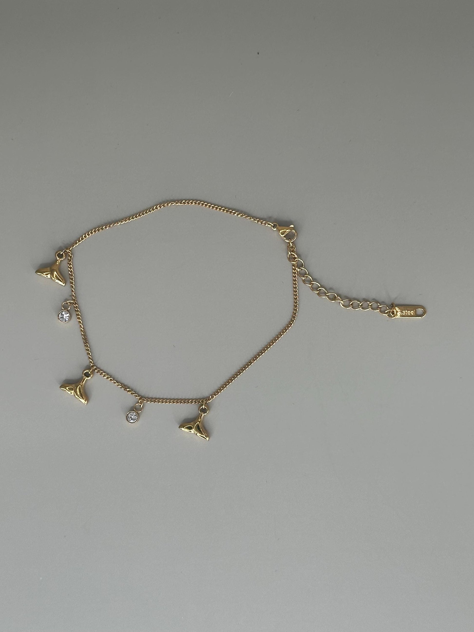 Gold Plated waterproof Gold Anklet Whale Tail Charm