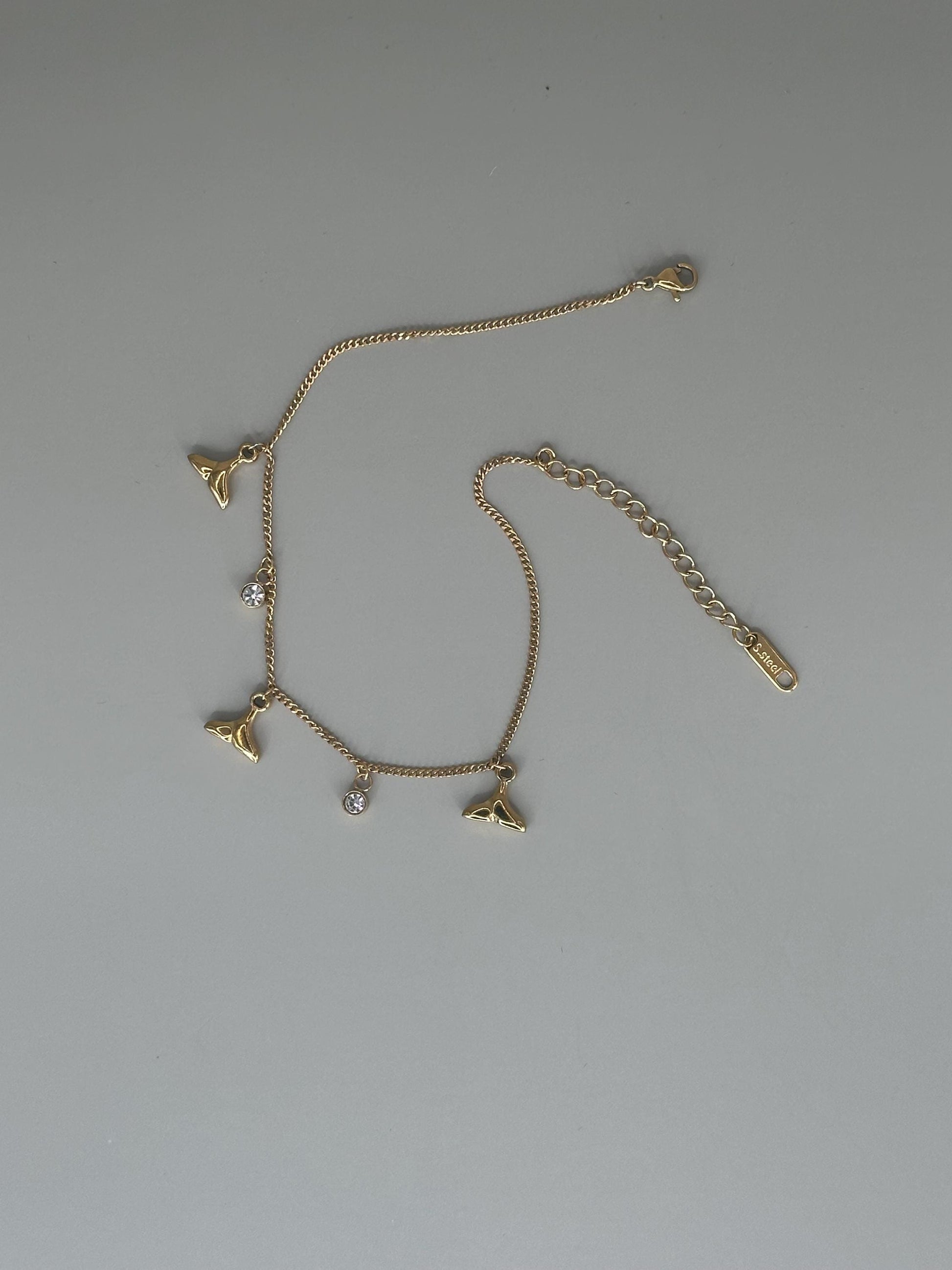 Gold Plated waterproof Gold Anklet Whale Tail Charm