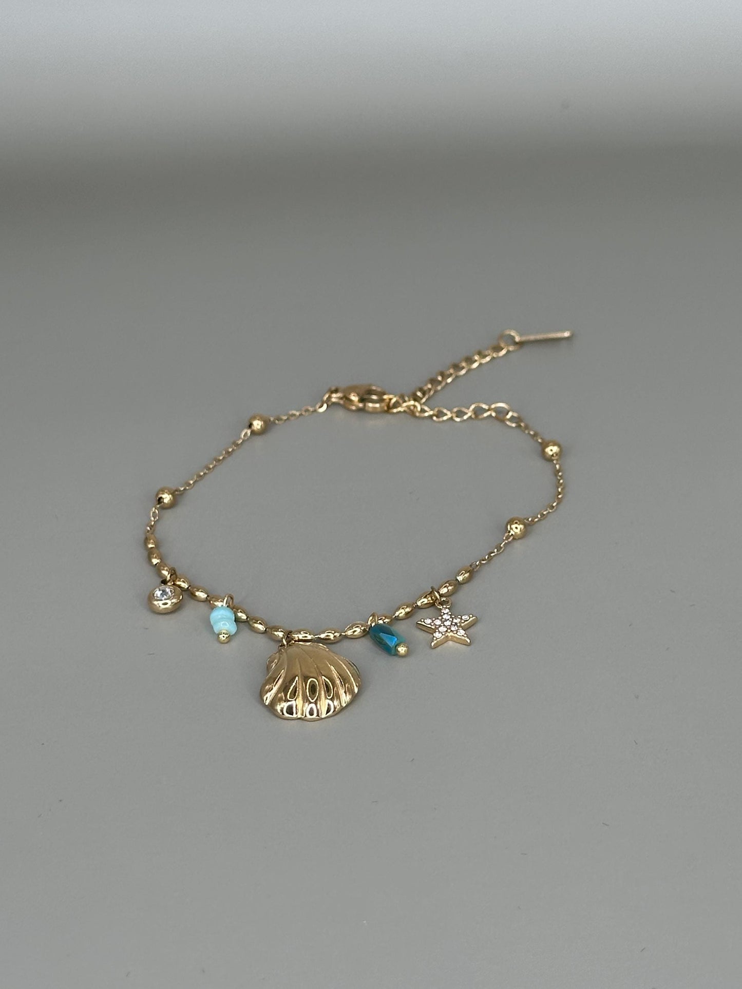 18k Gold Waterproof Seashell Starfish turquoise Bracelet – Hypoallergenic Minimalist Jewelry