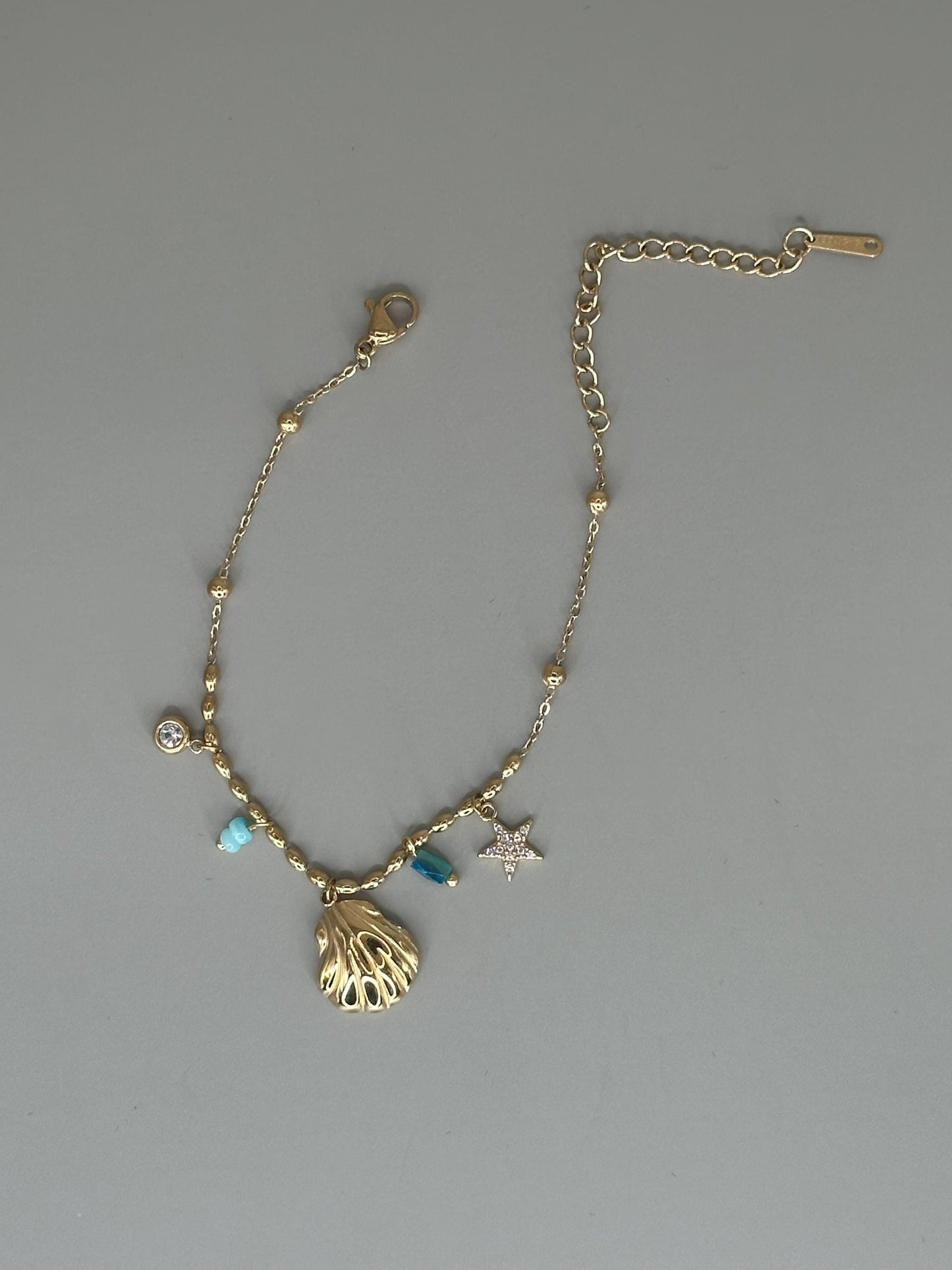 18k Gold Waterproof Seashell Starfish turquoise Bracelet – Hypoallergenic Minimalist Jewelry