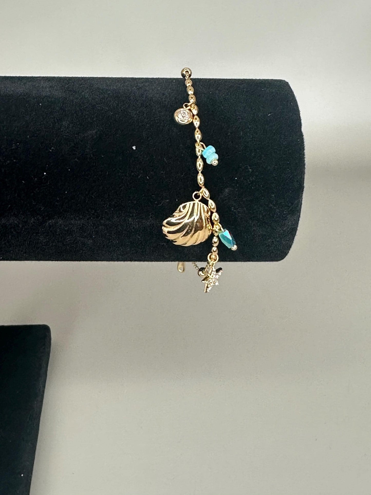 18k Gold Waterproof Seashell Starfish turquoise Bracelet – Hypoallergenic Minimalist Jewelry