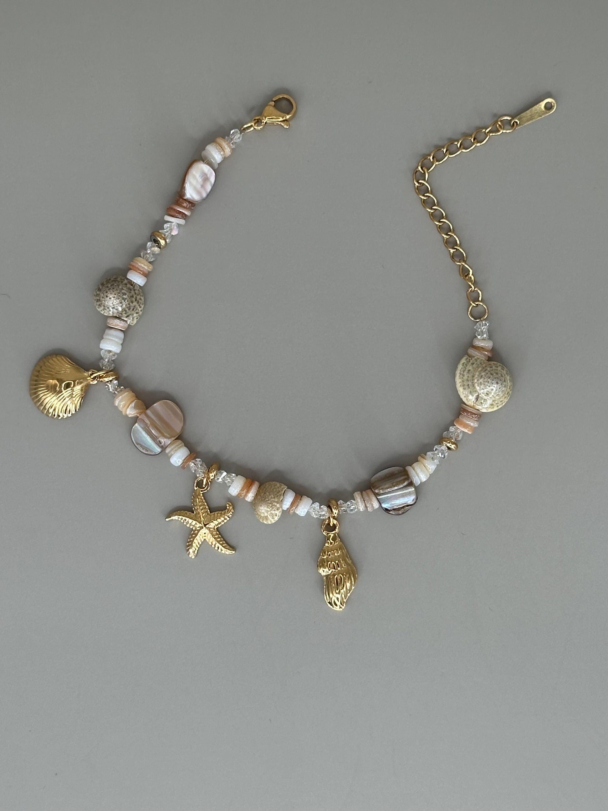 Gold Plated Waterproof Shell Charm Bracelet - Hypoallergenic Minimalist Jewelry