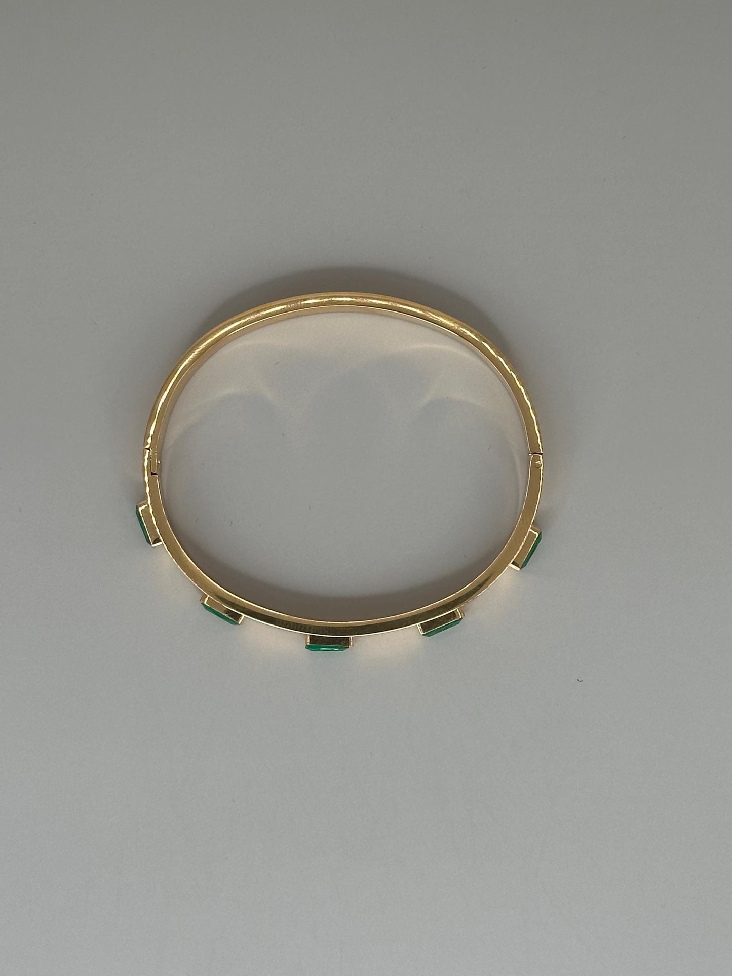 Gold Plated Waterproof Emerald Cuff Bracelet Hypoallergenic Minimalist Jewelry