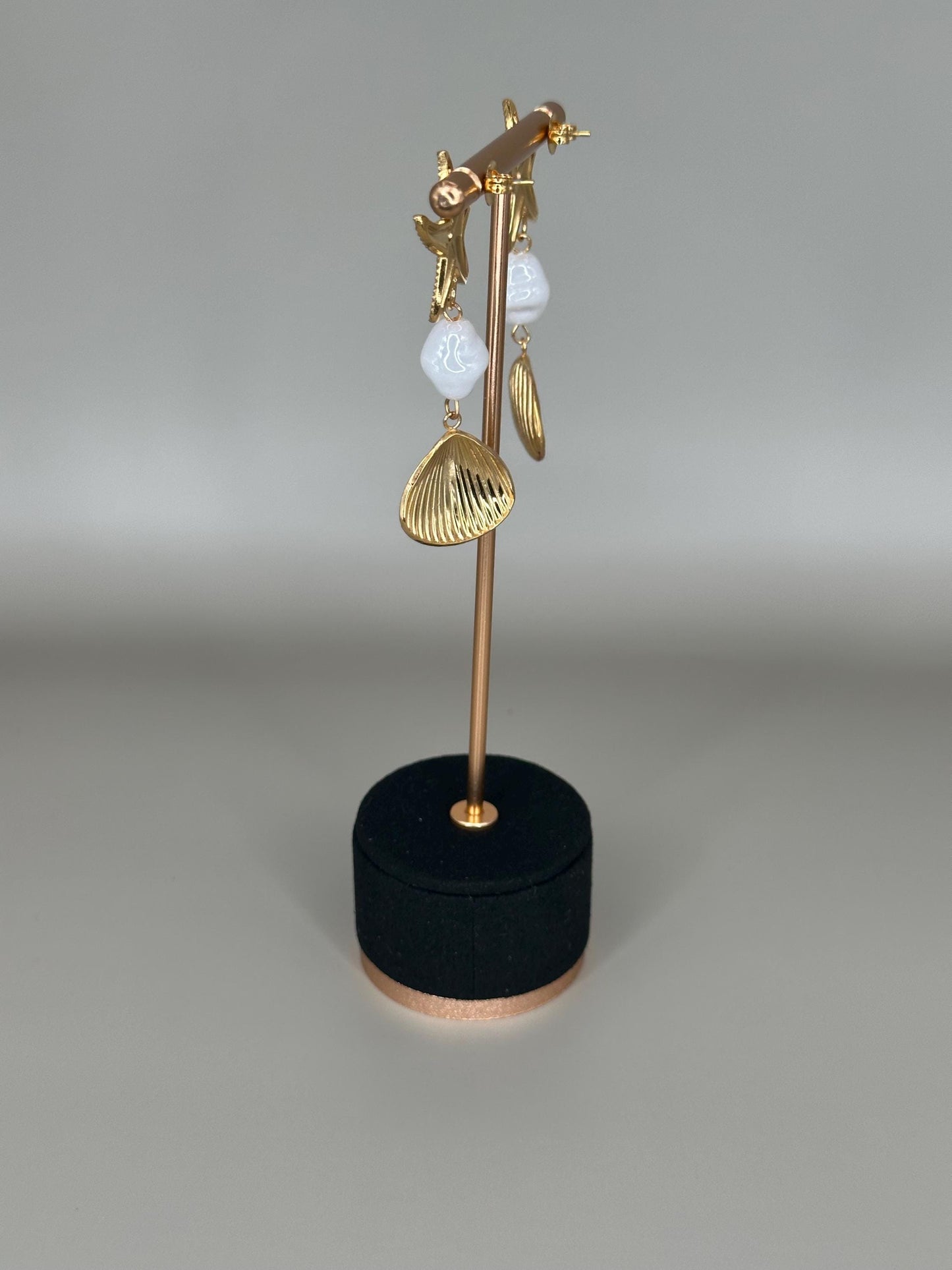 Gold Plated Waterproof Starfish , Shell , Mother Pearl Earrings – Hypoallergenic Minimalist Jewelry