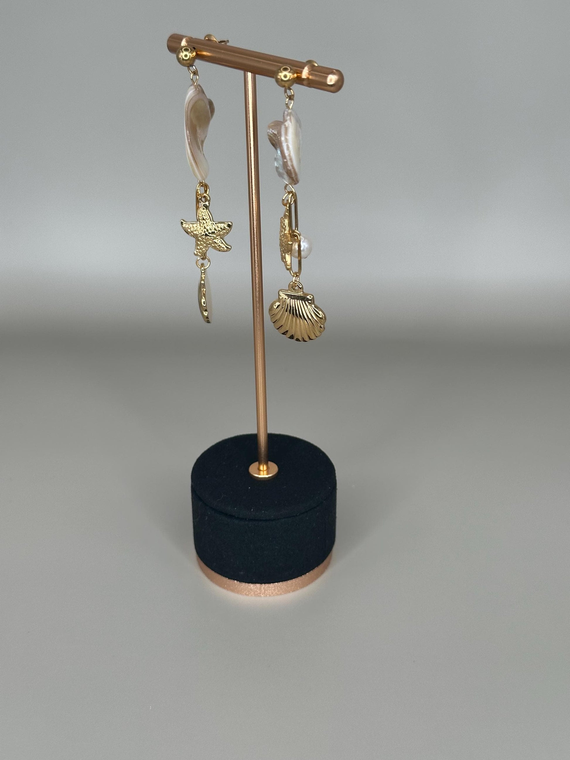 Gold Plated Waterproof Starfish & Shell Earrings – Hypoallergenic Minimalist Jewelry