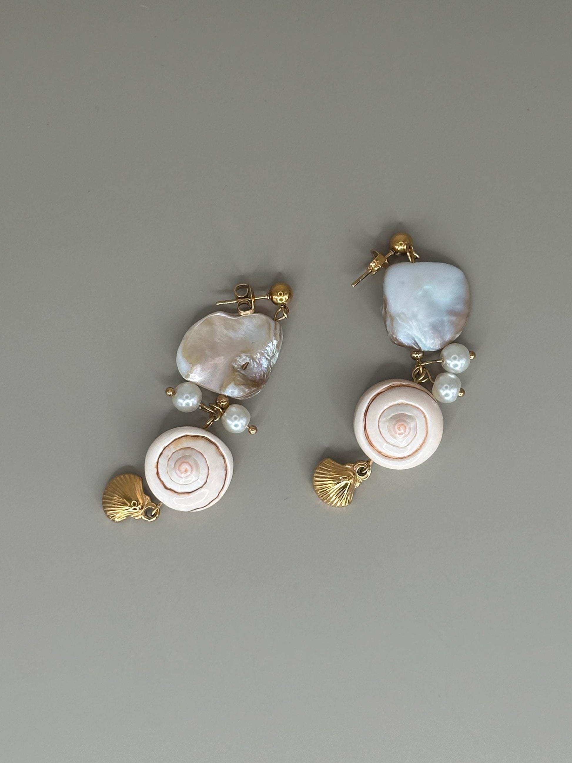 Gold Plated Waterproof Seashell Porcelain Earrings – Hypoallergenic Minimalist Jewelry