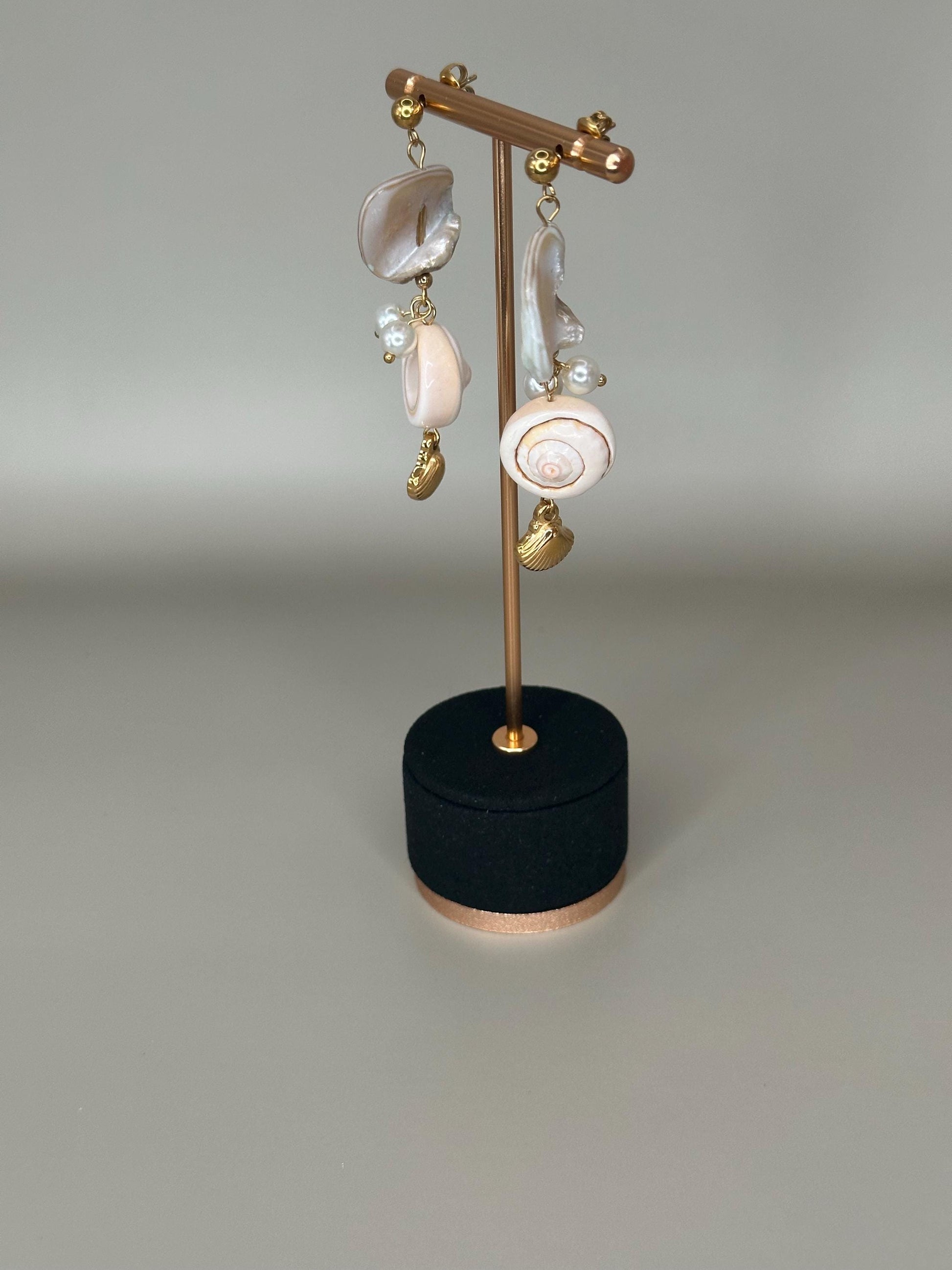 Gold Plated Waterproof Seashell Porcelain Earrings – Hypoallergenic Minimalist Jewelry