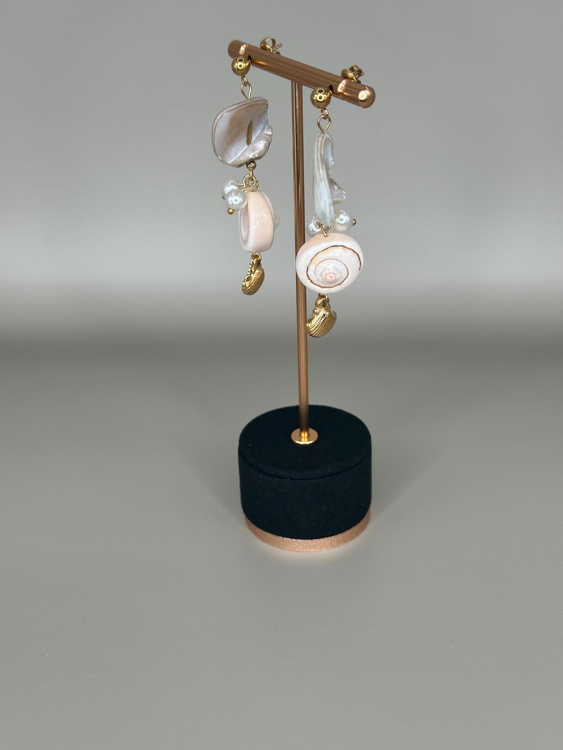 Gold Plated Waterproof Seashell Porcelain Earrings – Hypoallergenic Minimalist Jewelry