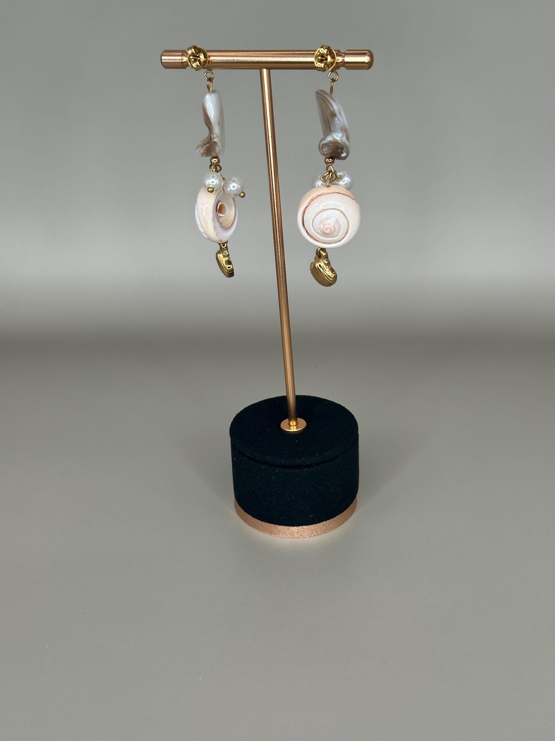 Gold Plated Waterproof Seashell Porcelain Earrings – Hypoallergenic Minimalist Jewelry