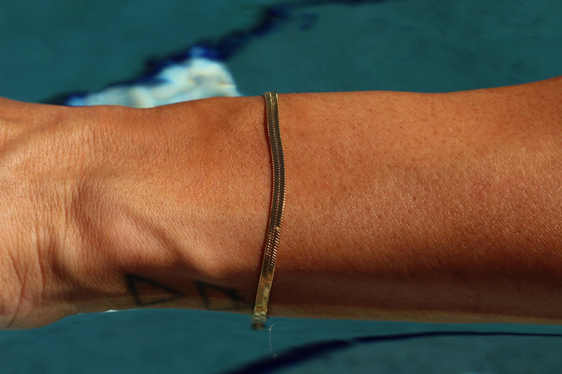 Gold Plated Waterproof Hypoallergenic Herringbone Bracelet Minimalist Jewelry