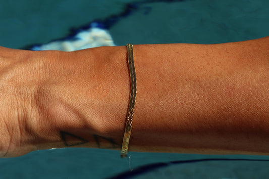 Gold Plated Waterproof Hypoallergenic Herringbone Bracelet Minimalist Jewelry