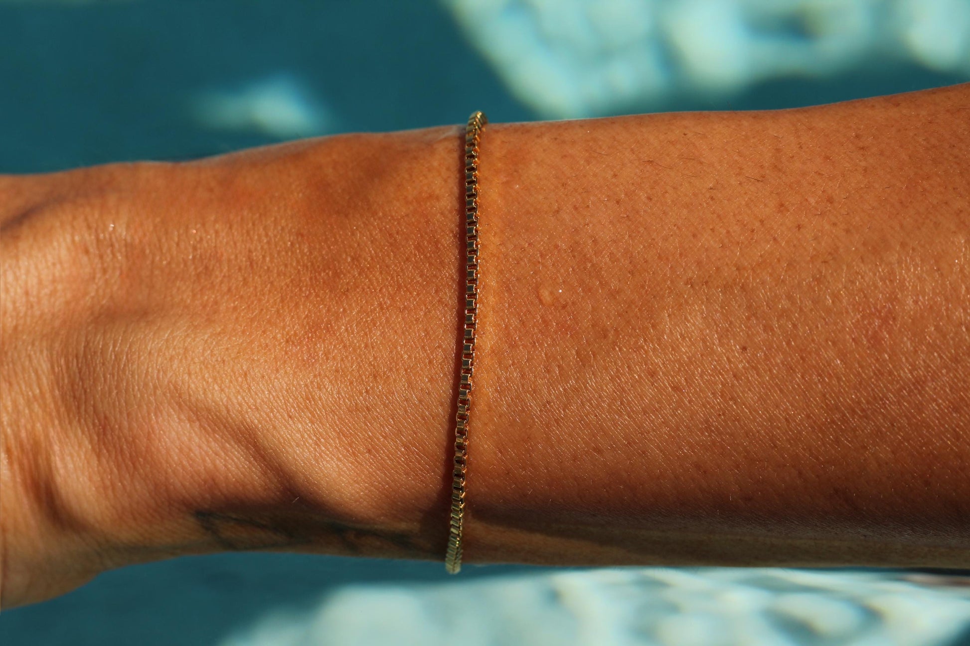 Gold Plated Waterproof Box Chain Bracelet – Hypoallergenic Minimalist Jewelry