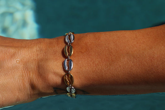 Gold & Silver Plated waterproof Gold Bracelet Anklet Cowrie Shell Minimalist Beach Jewelry