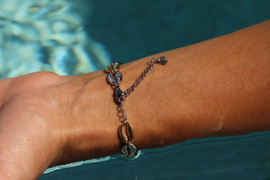 Gold & Silver Plated waterproof Gold Bracelet Anklet Cowrie Shell Minimalist Beach Jewelry