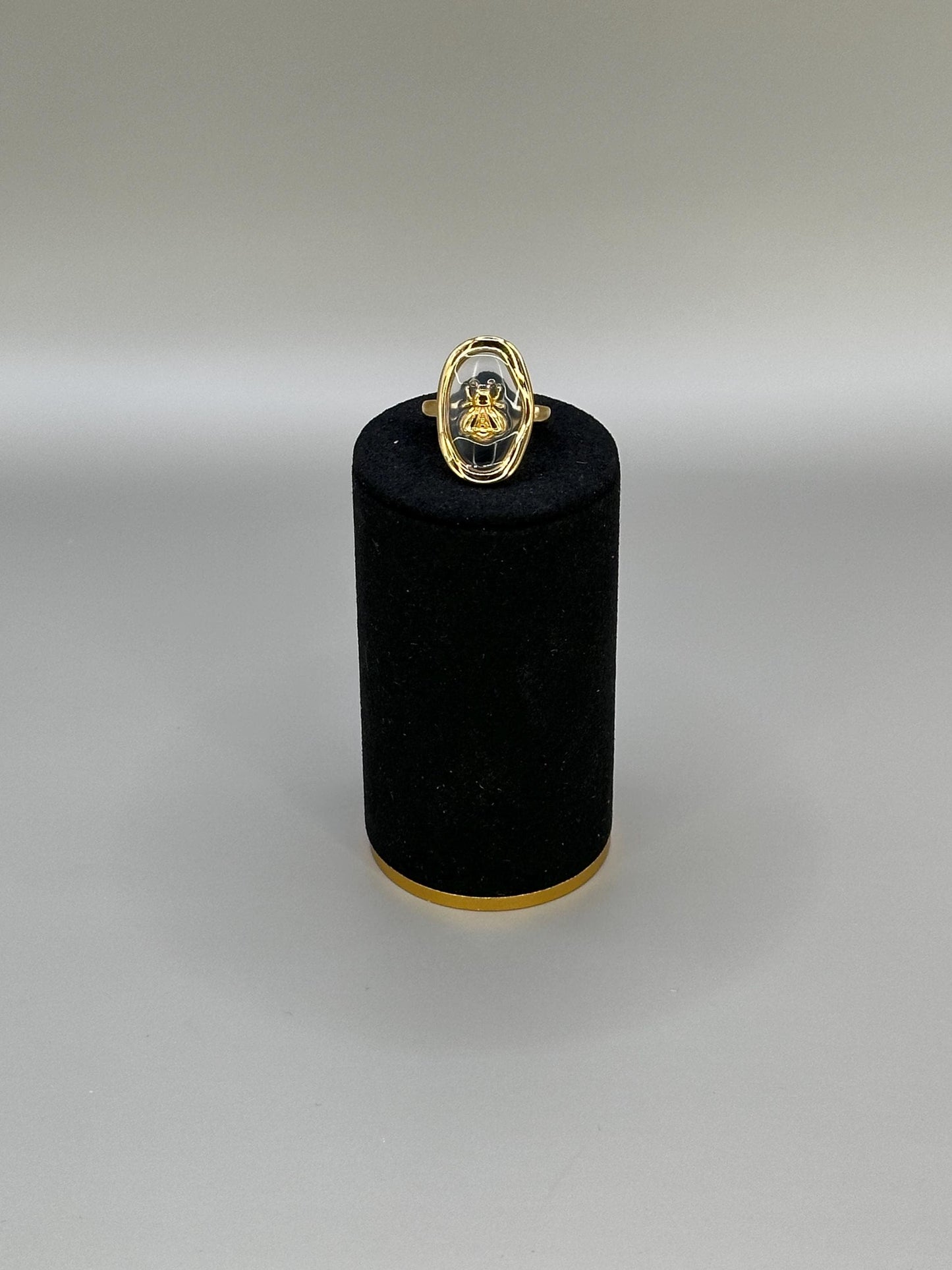 Gold Plated Waterproof Oval Ladybug Ring Hypoallergenic – Minimalist Jewelry