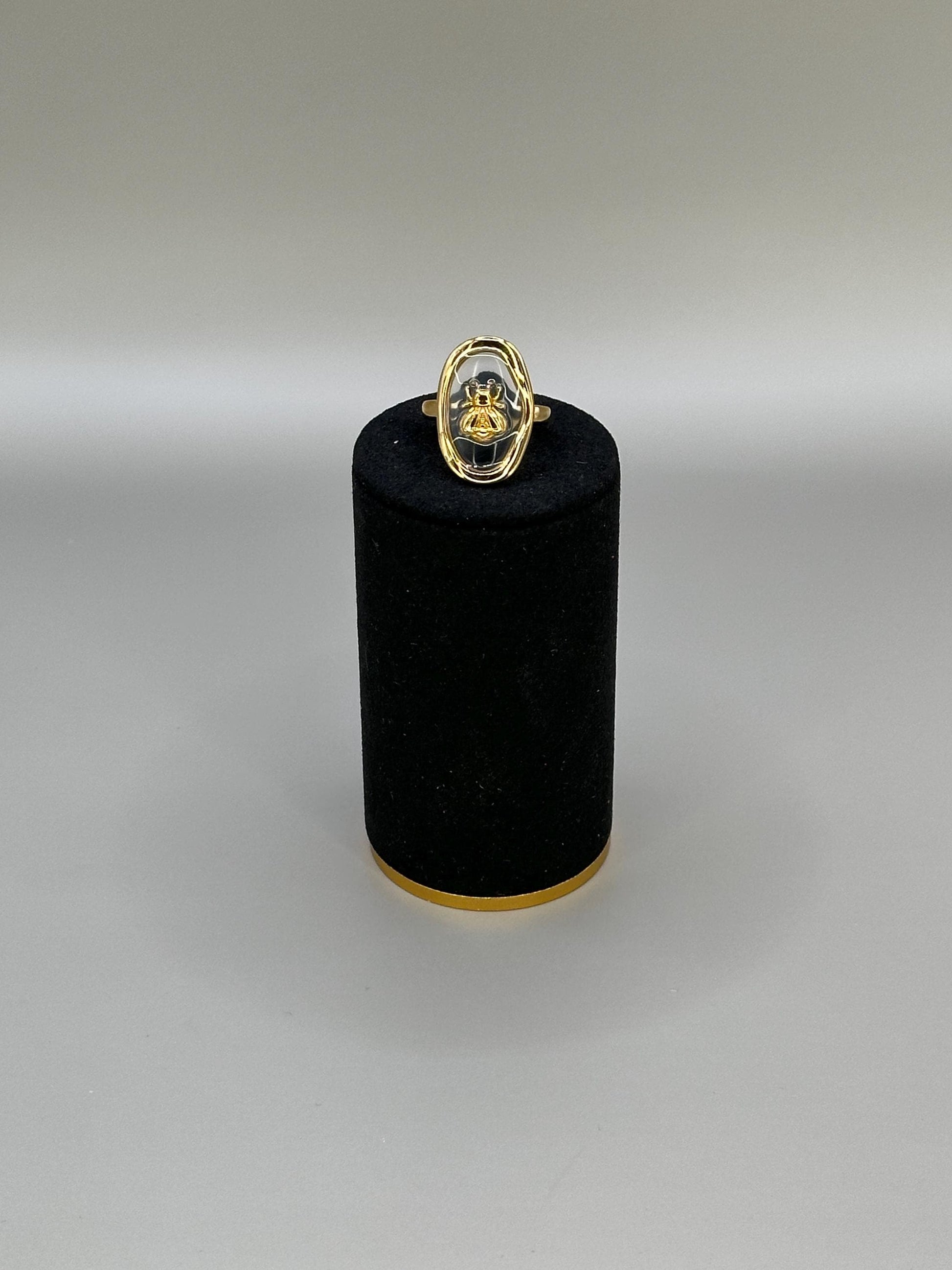 Gold Plated Waterproof Oval Ladybug Ring Hypoallergenic – Minimalist Jewelry