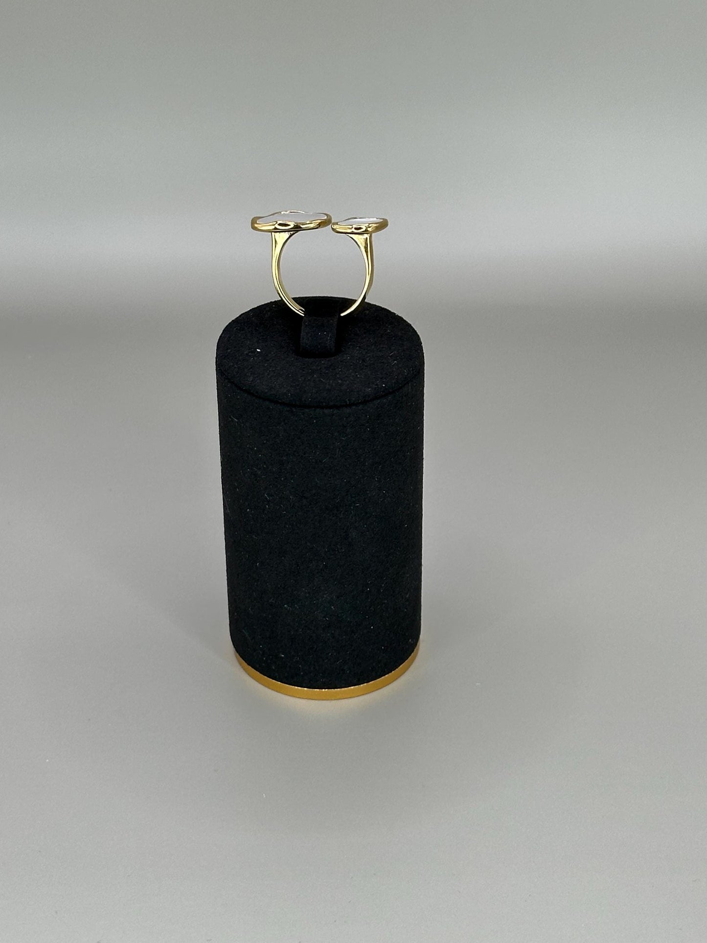 Gold Plated Waterproof Hypoallergenic Flat Pearl Open Ring – Minimalist Jewelry