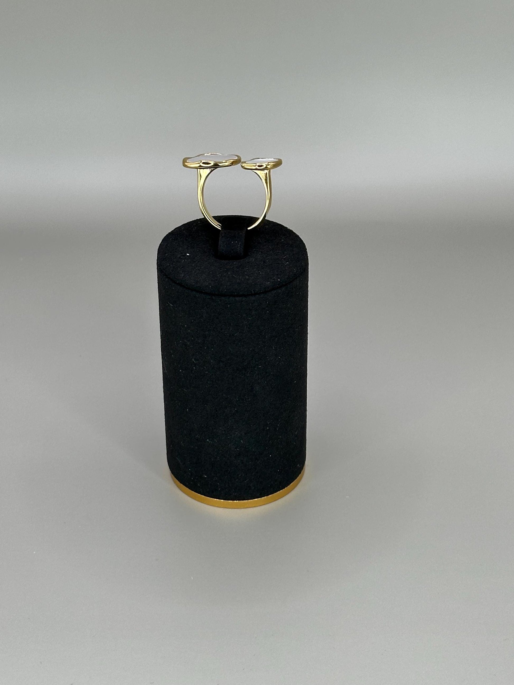 Gold Plated Waterproof Hypoallergenic Flat Pearl Open Ring – Minimalist Jewelry