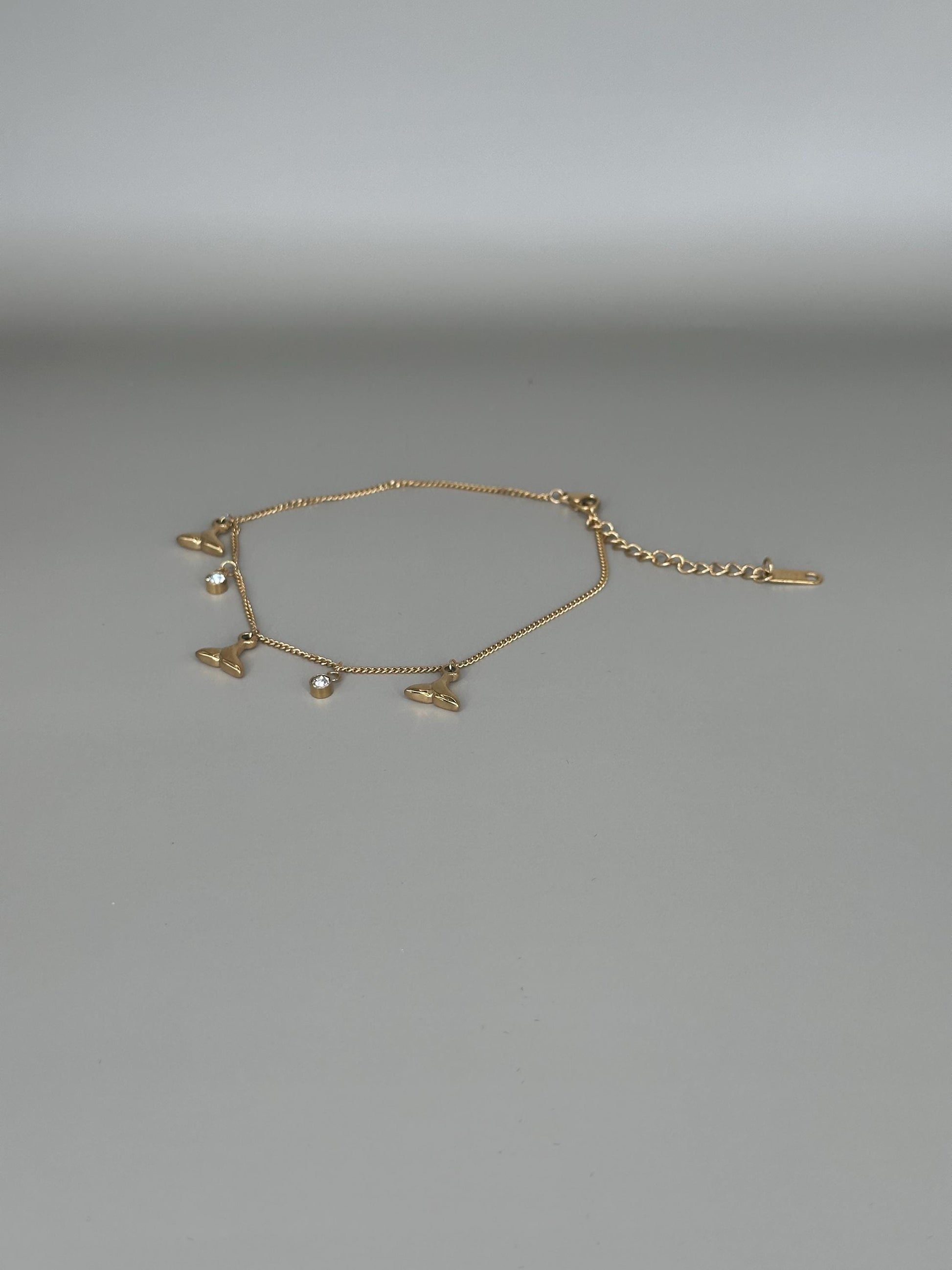 Gold Plated waterproof Gold Anklet Whale Tail Charm