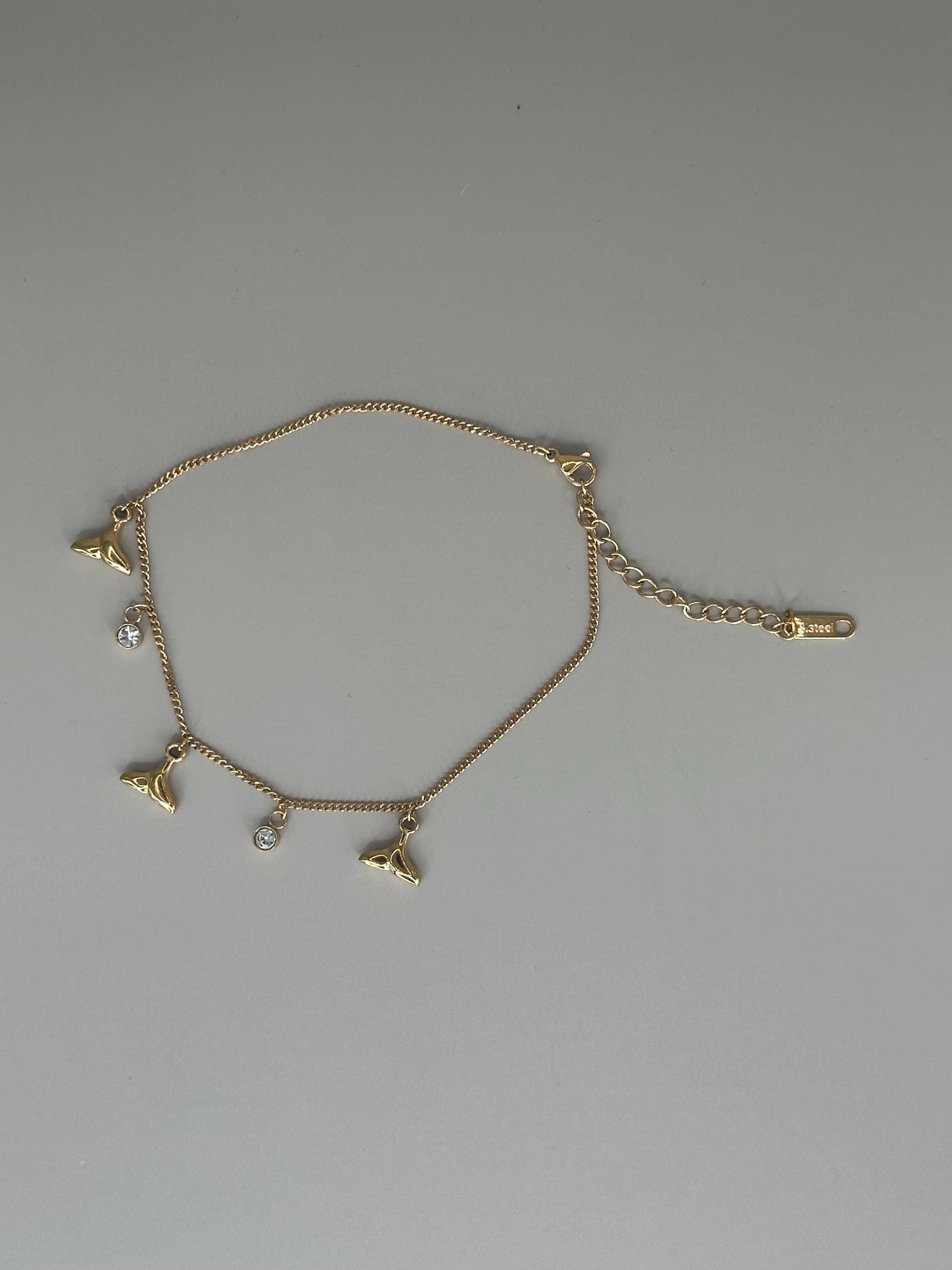 Gold Plated waterproof Gold Anklet Whale Tail Charm