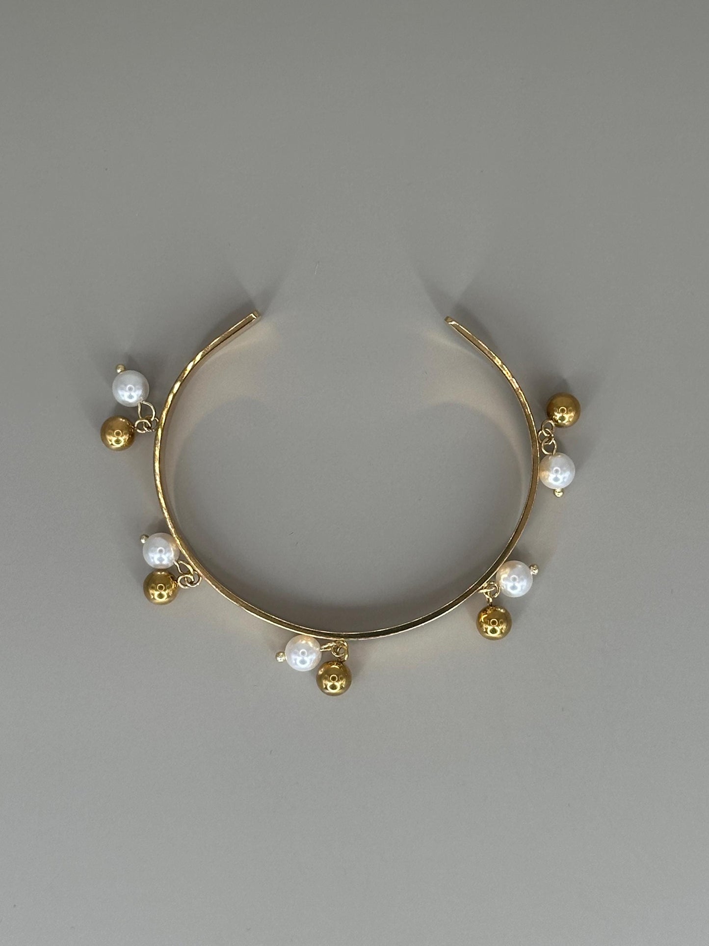 Gold Plated Pearl Cuff Bracelet: Waterproof Boho Bangle