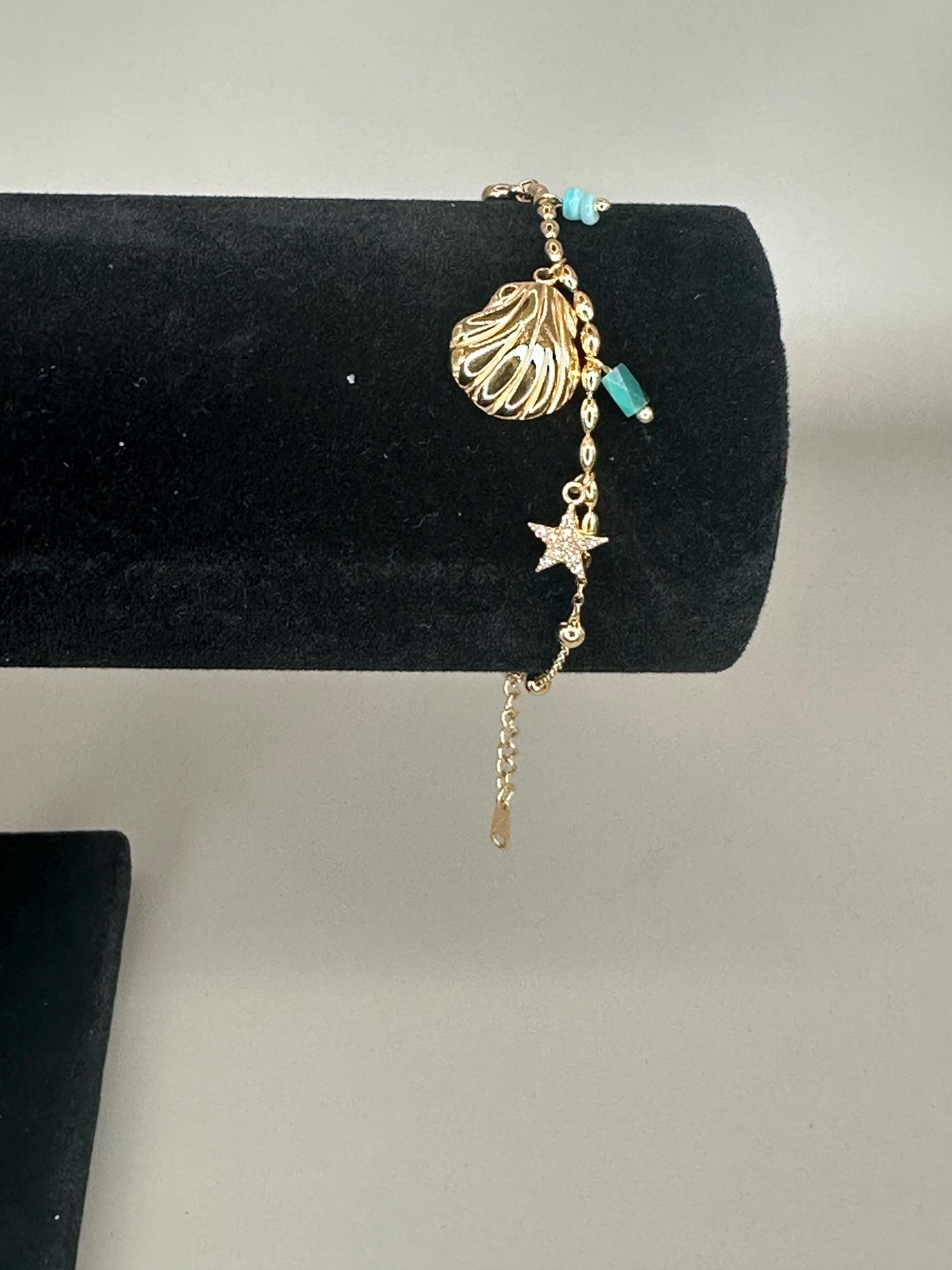 18k Gold Waterproof Seashell Starfish turquoise Bracelet – Hypoallergenic Minimalist Jewelry