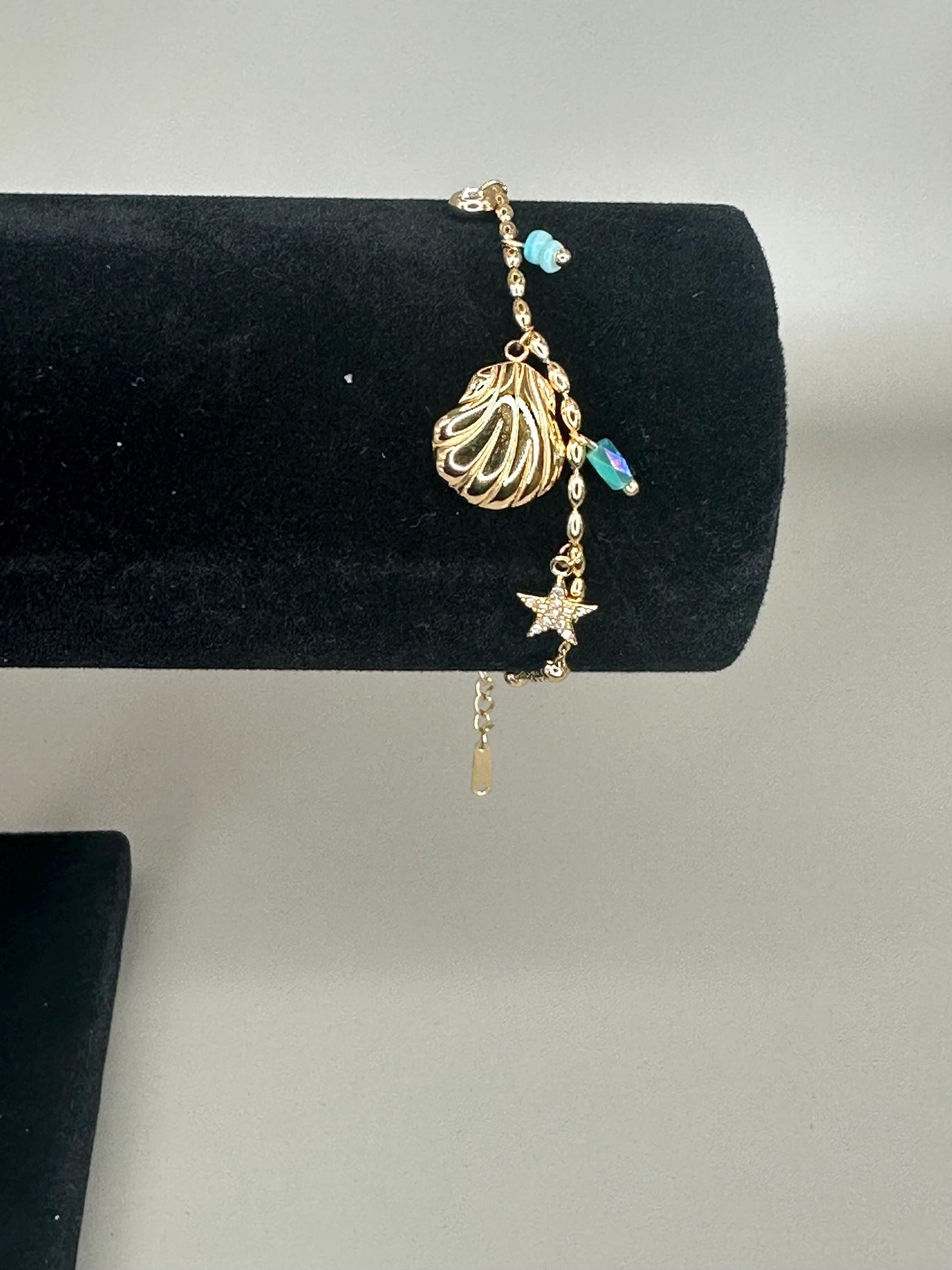 18k Gold Waterproof Seashell Starfish turquoise Bracelet – Hypoallergenic Minimalist Jewelry