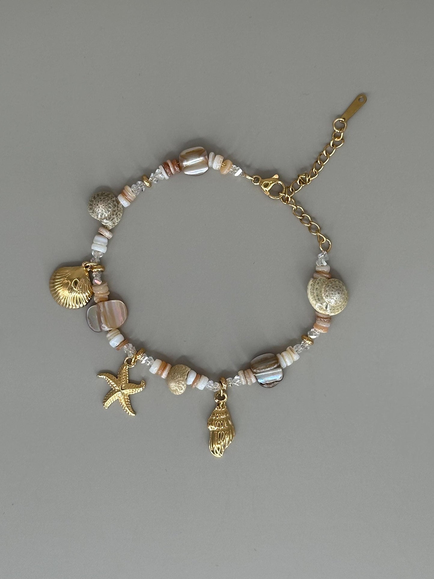 Gold Plated Waterproof Shell Charm Bracelet - Hypoallergenic Minimalist Jewelry