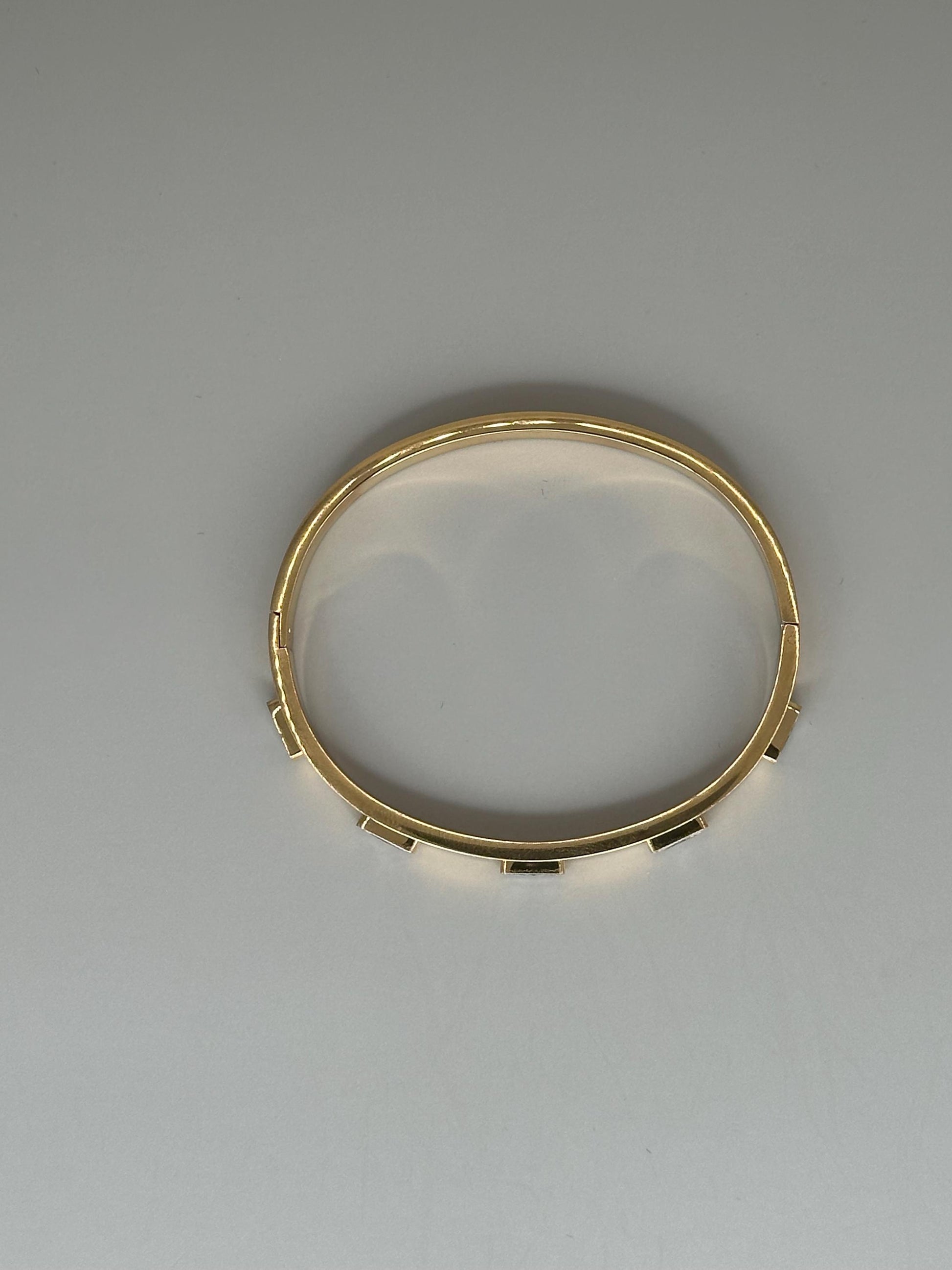 Gold Plated Waterproof Baguette Crystal Bangle Bracelet – Hypoallergenic Minimalist Jewelry