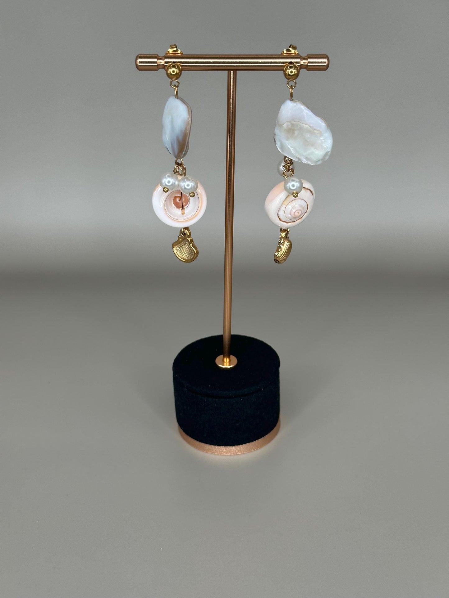 Gold Plated Waterproof Seashell Porcelain Earrings – Hypoallergenic Minimalist Jewelry