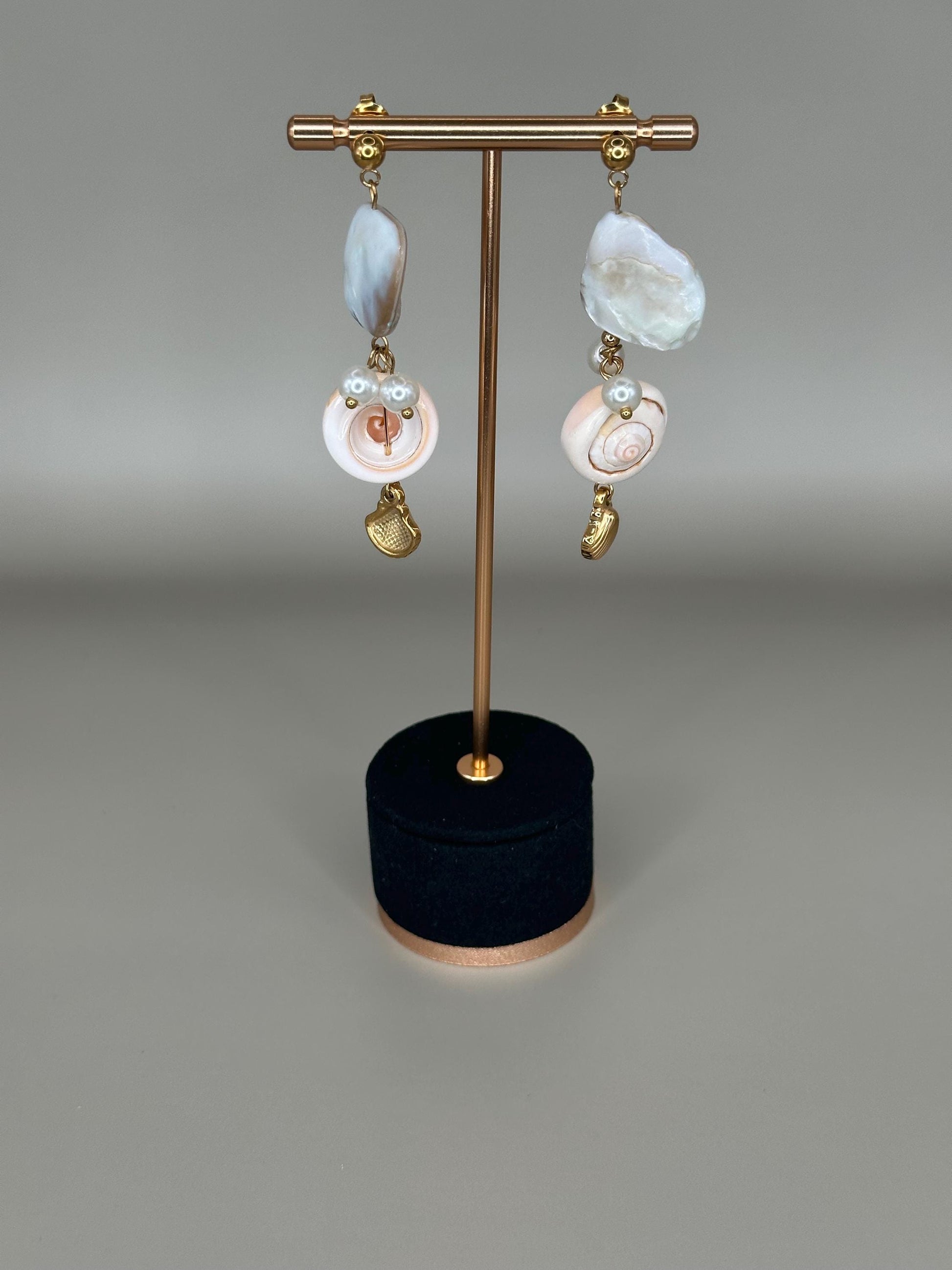 Gold Plated Waterproof Seashell Porcelain Earrings – Hypoallergenic Minimalist Jewelry