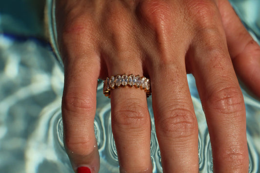 Gold Plated Waterproof Eternity Crystal Band – Hypoallergenic Minimalist Jewelry