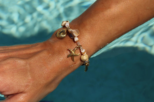 Gold Plated Waterproof Shell Charm Bracelet - Hypoallergenic Minimalist Jewelry