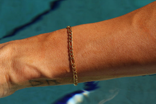 Gold Plated Waterproof Figaro Bracelet Hypoallergenic Minimalist Jewelry