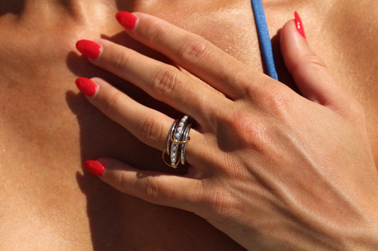 Silver Plated Waterproof Beaded Stackable Rings – Hypoallergenic Minimalist Jewelry